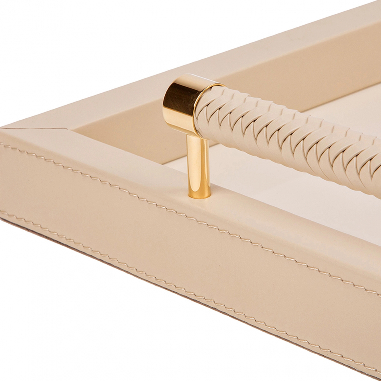 Поднос с ручками DIANA 46х46 см кожа RIVIERE VGQ-LP/PIVORYGOLDRV06