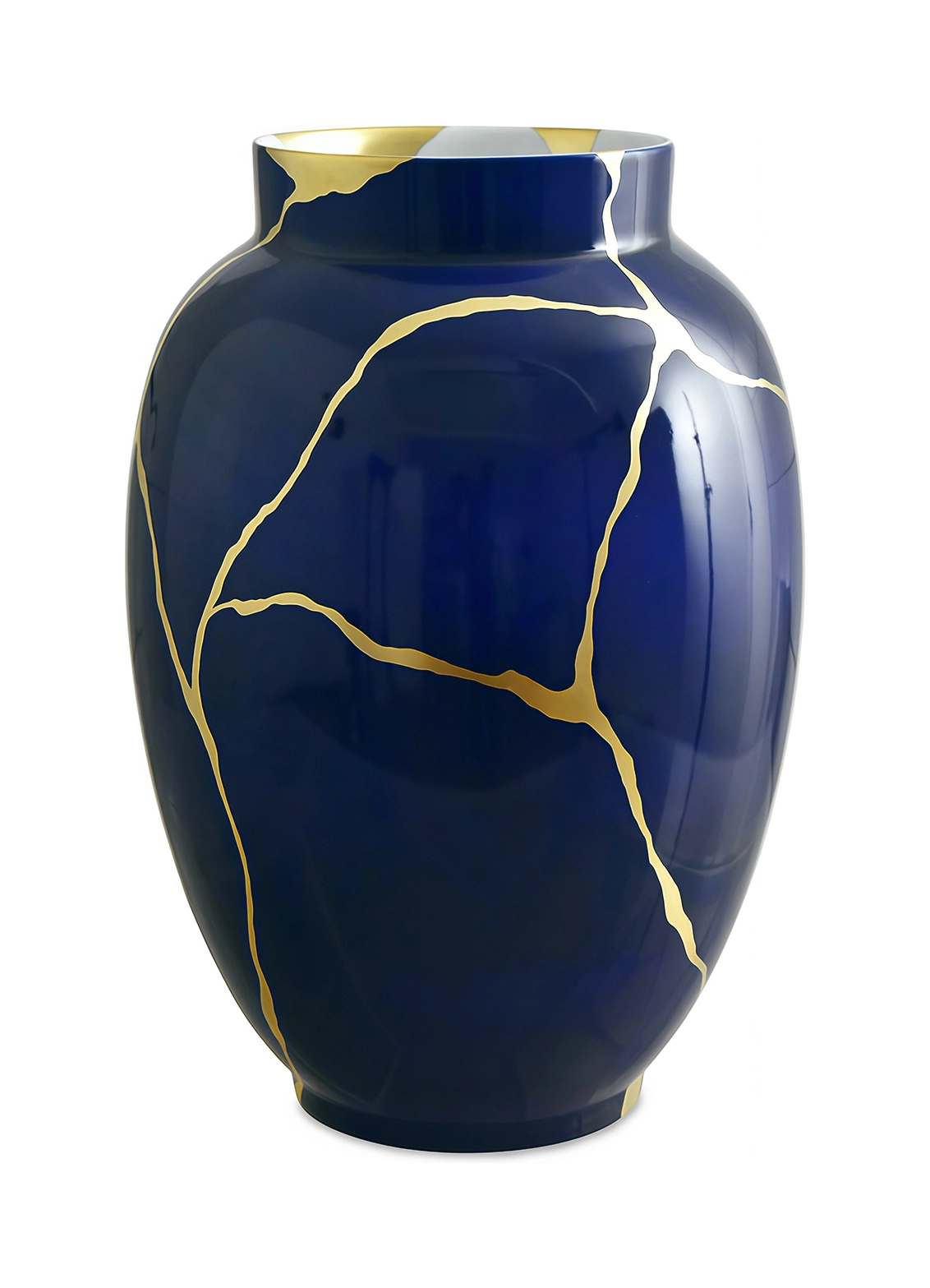 Ваза для цветов Bernardaud KINTSUGI 57 см фарфор синяя с золотом