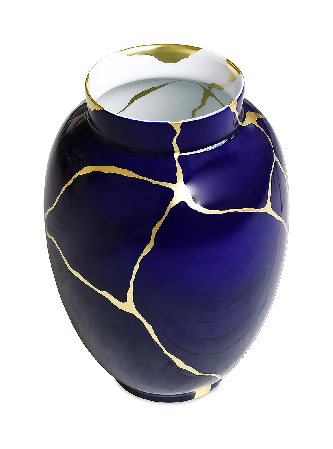 Ваза для цветов KINTSUGI 57 см фарфор синяя с золотом Bernardaud 77347314