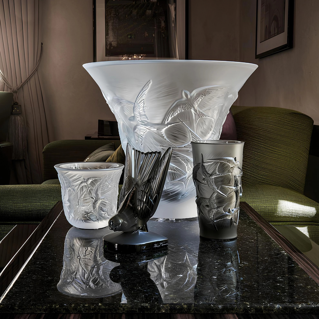 Скульптура Lalique пресс-папье Hirondelles Ласточка – 2