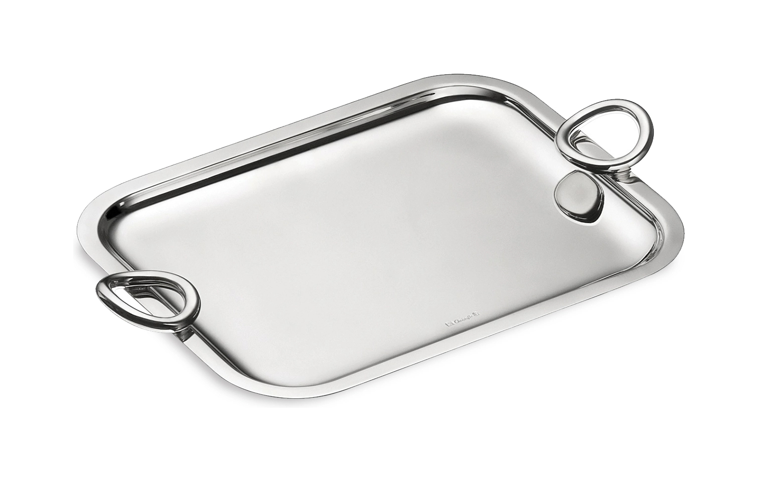 Поднос прямоугольный с ручками VERTIGO 26х20 см посеребрение