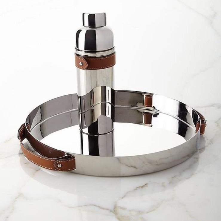 Поднос WYATT 35 см круглый кожа, сталь – 2