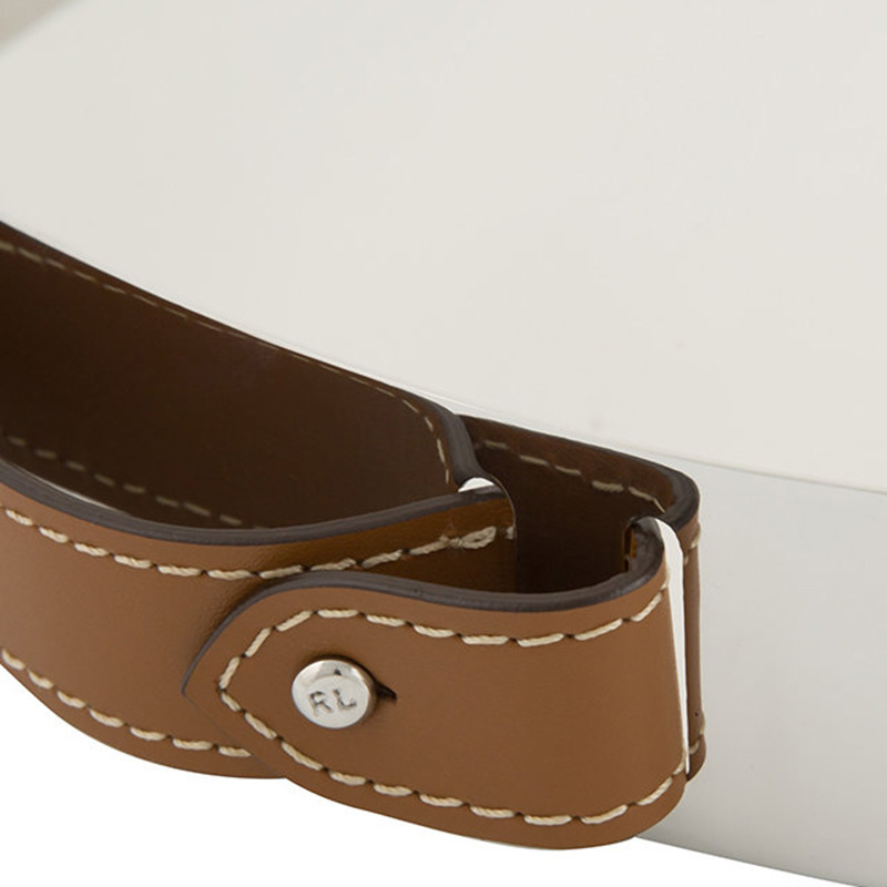Поднос WYATT 35 см круглый кожа, сталь Ralph Lauren Home 680670063001