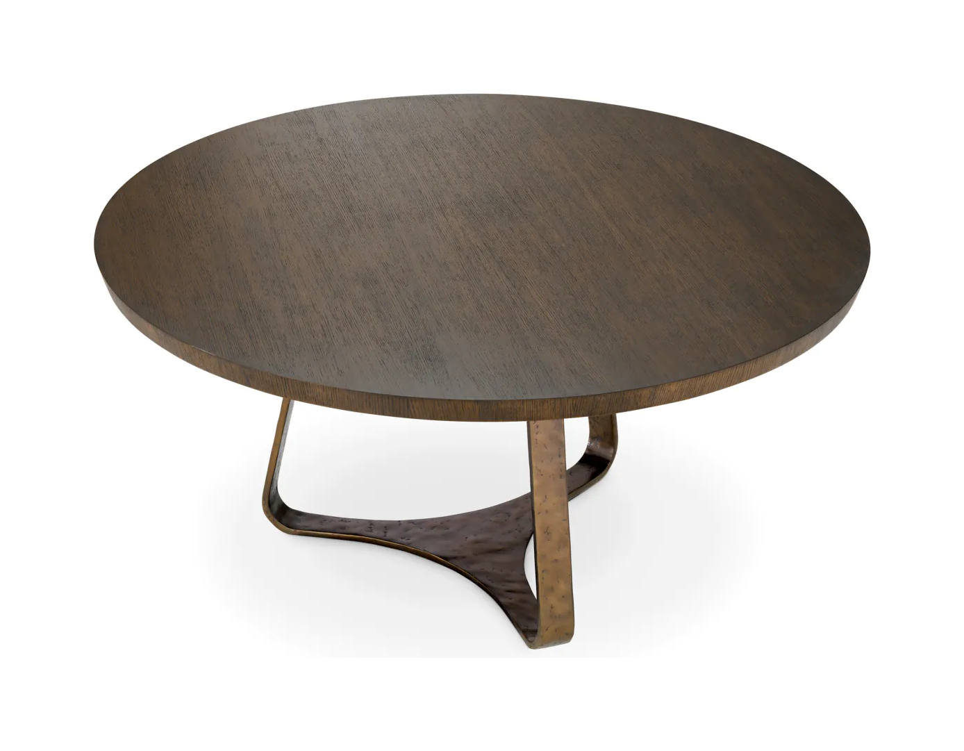 Обеденный стол CAMBRONNE 152 см круглый, бронзовая отделка, дубовый шпон мокко Eichholtz 119135