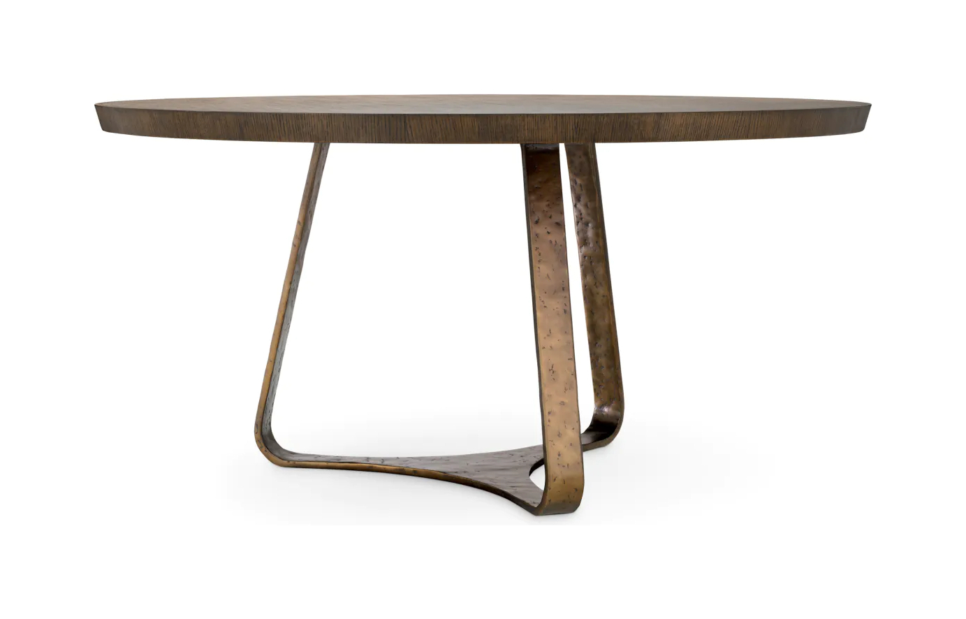 Обеденный стол CAMBRONNE 152 см круглый, бронзовая отделка, дубовый шпон мокко Eichholtz 119135