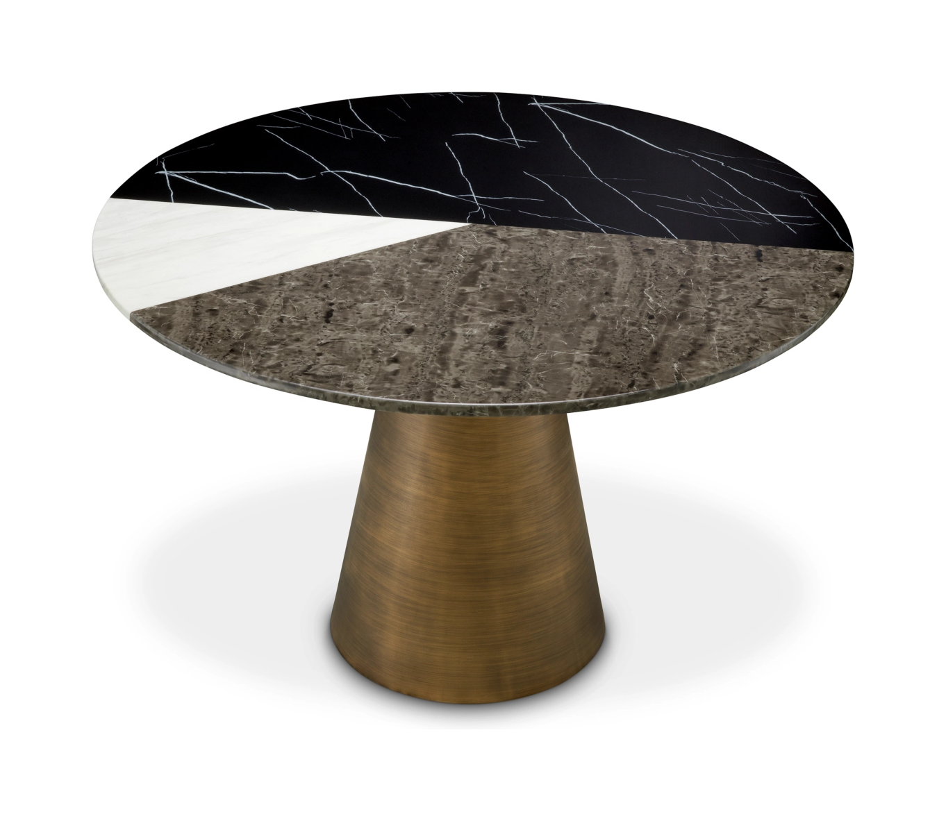 Обеденный стол TRICOLORI 120 см круглый, матовая медь искусственный мрамор – 2