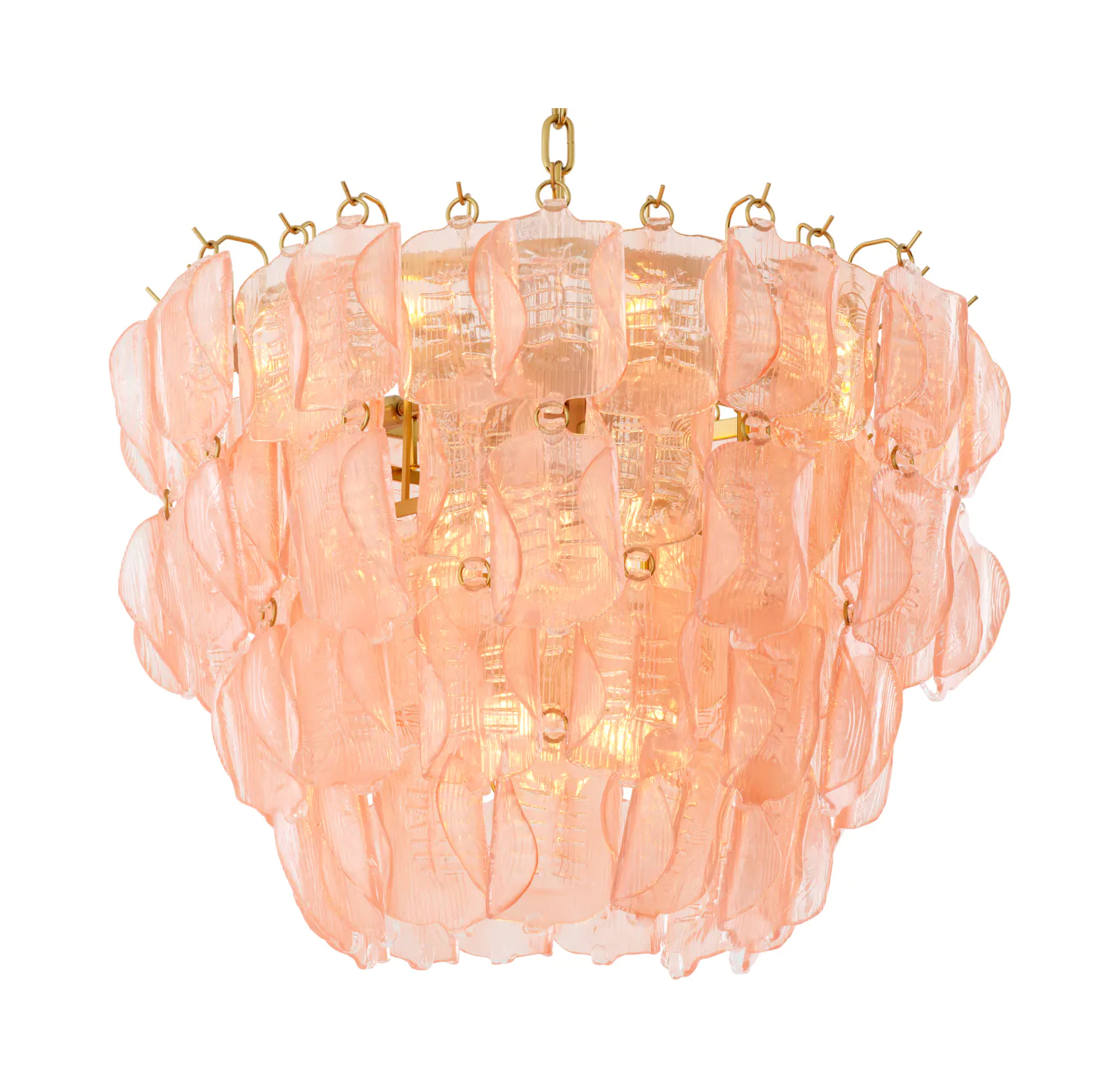 Люстра SOLANGE 85 см круглая, розовое стекло античная латунь