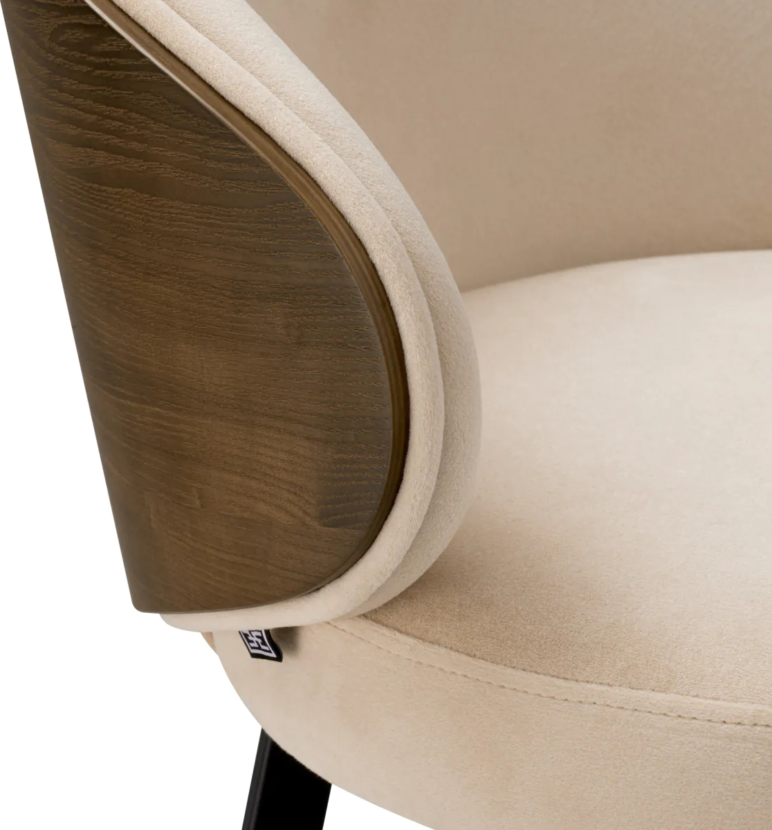 Барный стул CAMEROTA бежевый бархат ореховая отделка, вращающийся Eichholtz 119669