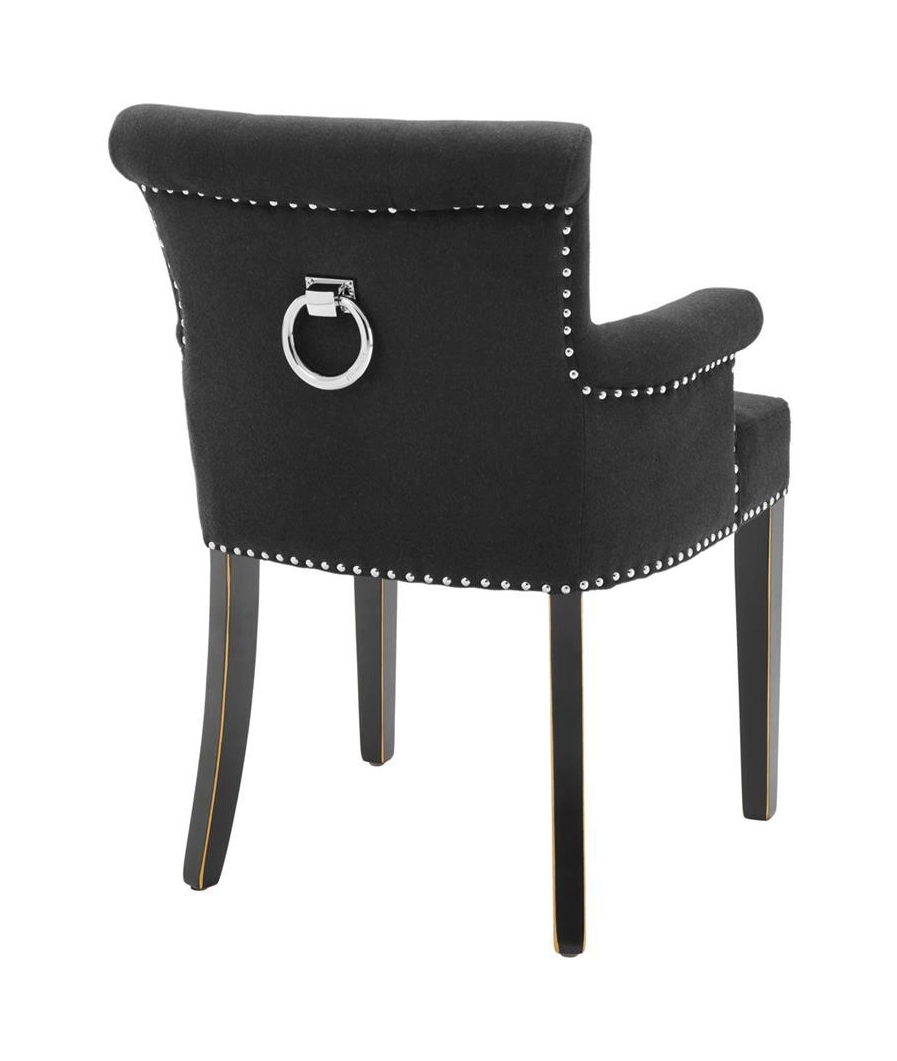 Обеденный стул KEY LARGO с подлокотниками чёрная рогожка, деревянные ножки – 2