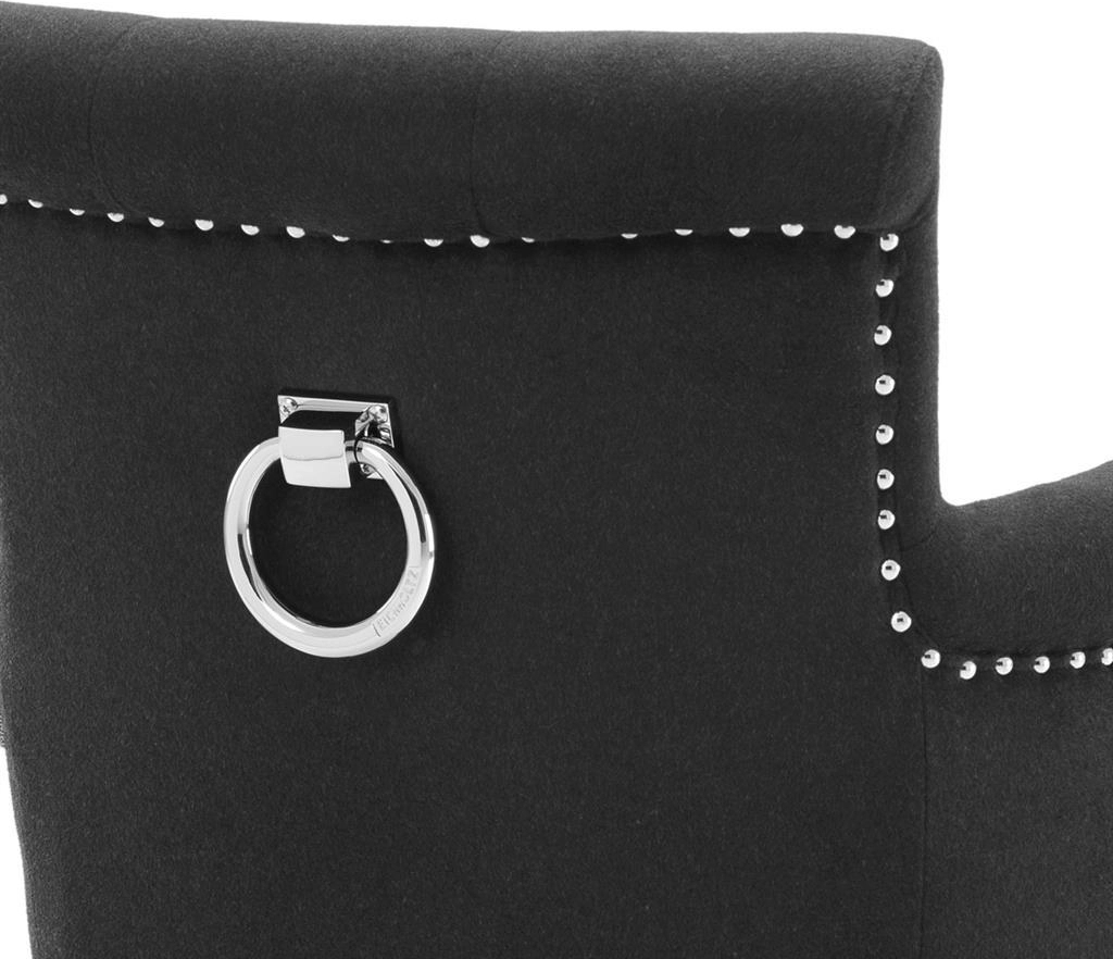 Обеденный стул KEY LARGO с подлокотниками чёрная рогожка, деревянные ножки Eichholtz 107635