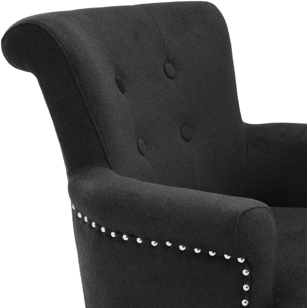 Обеденный стул KEY LARGO с подлокотниками чёрная рогожка, деревянные ножки Eichholtz 107635