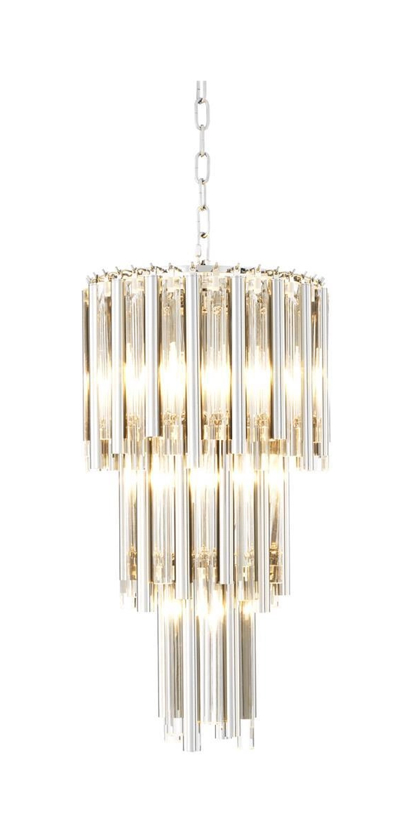 Люстра подвесная GIGI S 35 см круглая, никелевая отделка прозрачное стекло