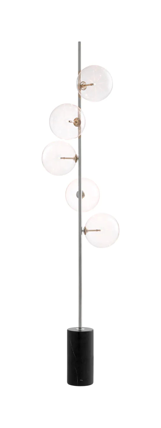 Торшер TEMPO 190 см никелированная отделка с чёрным мрамором