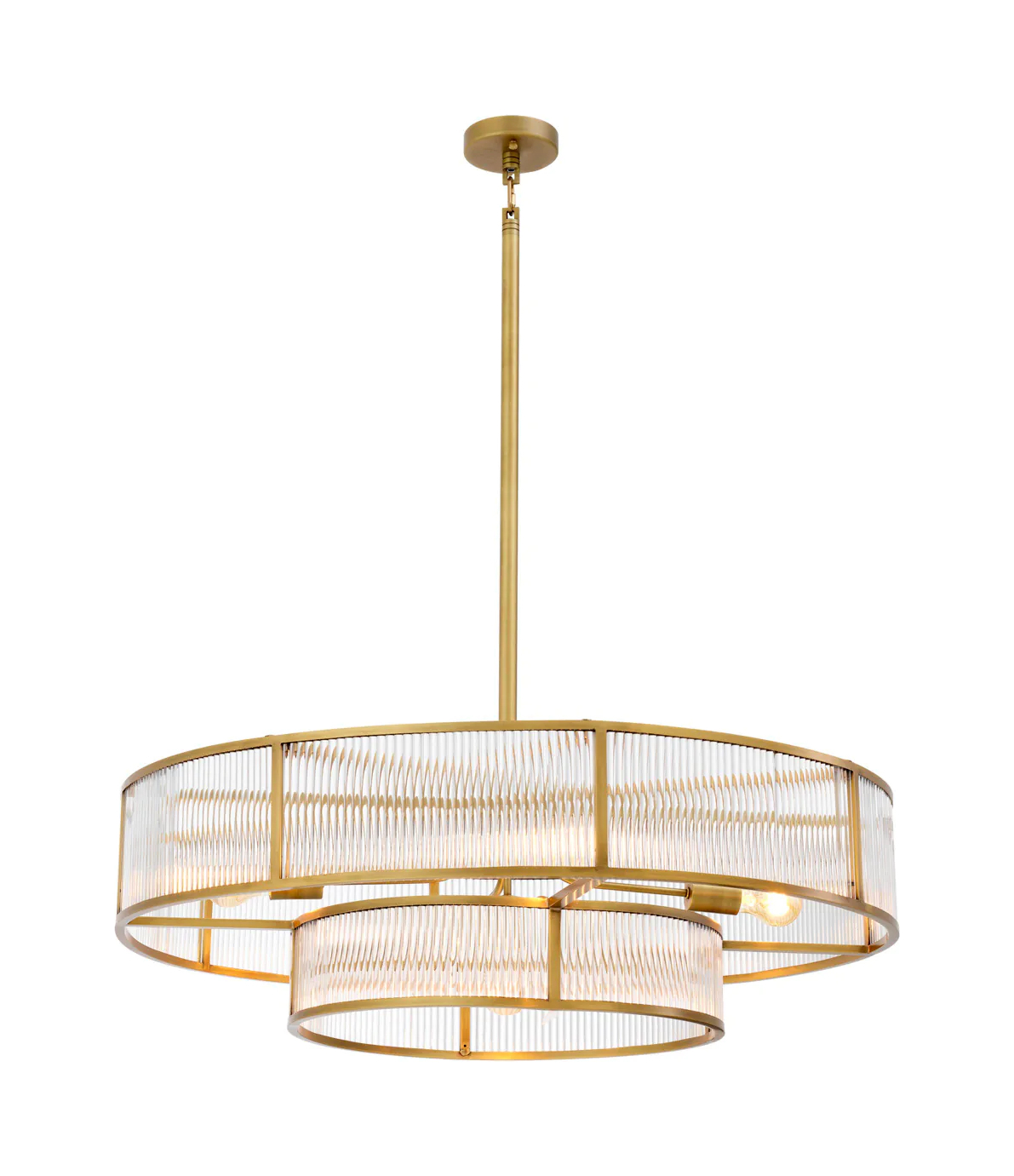 Люстра подвесная MONTPARNASSE 90 см круглая, античная латунь прозрачное стекло