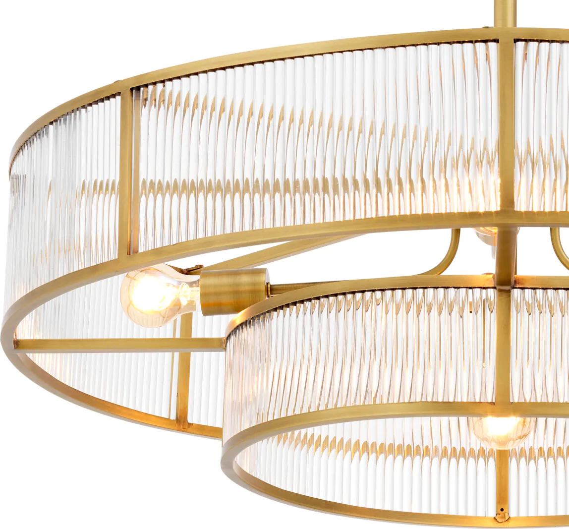 Люстра подвесная MONTPARNASSE 90 см круглая, античная латунь прозрачное стекло Eichholtz 113186