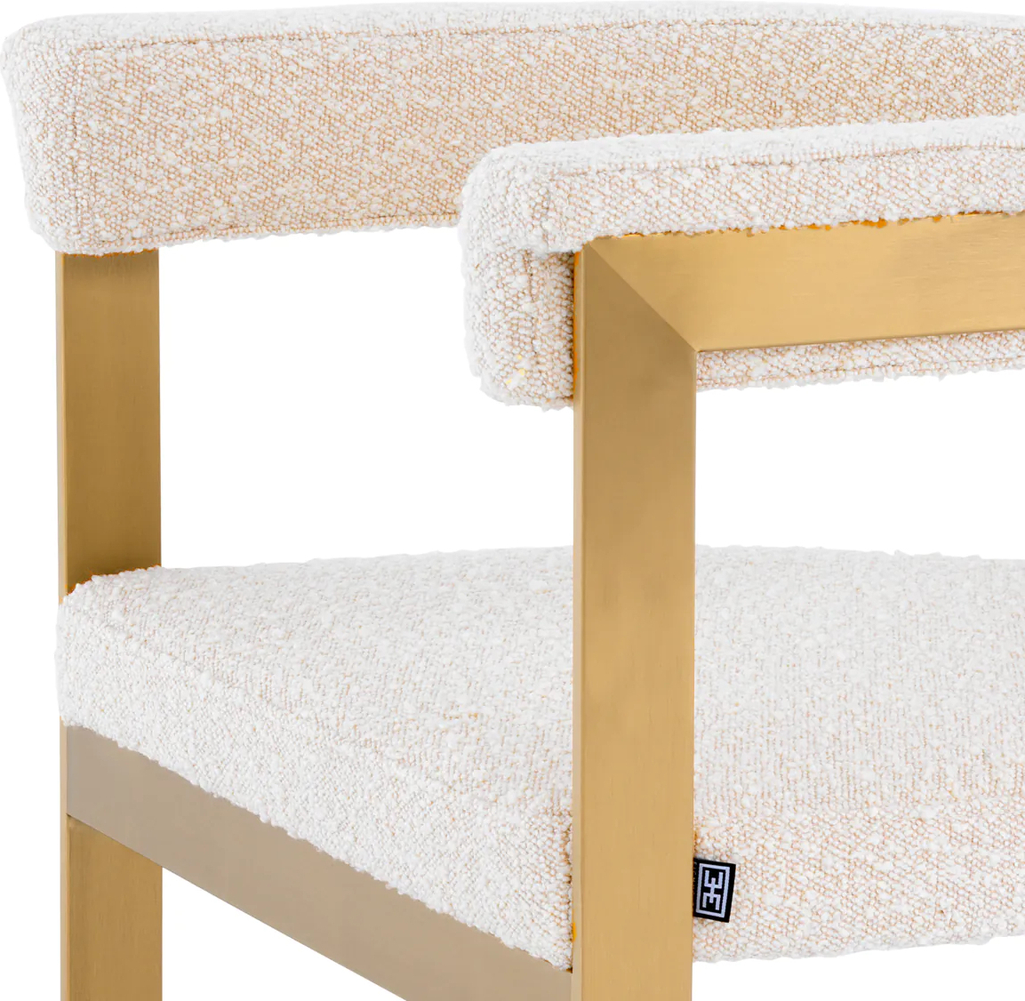 Обеденный стул CLUBHOUSE кремовое букле матовая латунь Eichholtz 113987