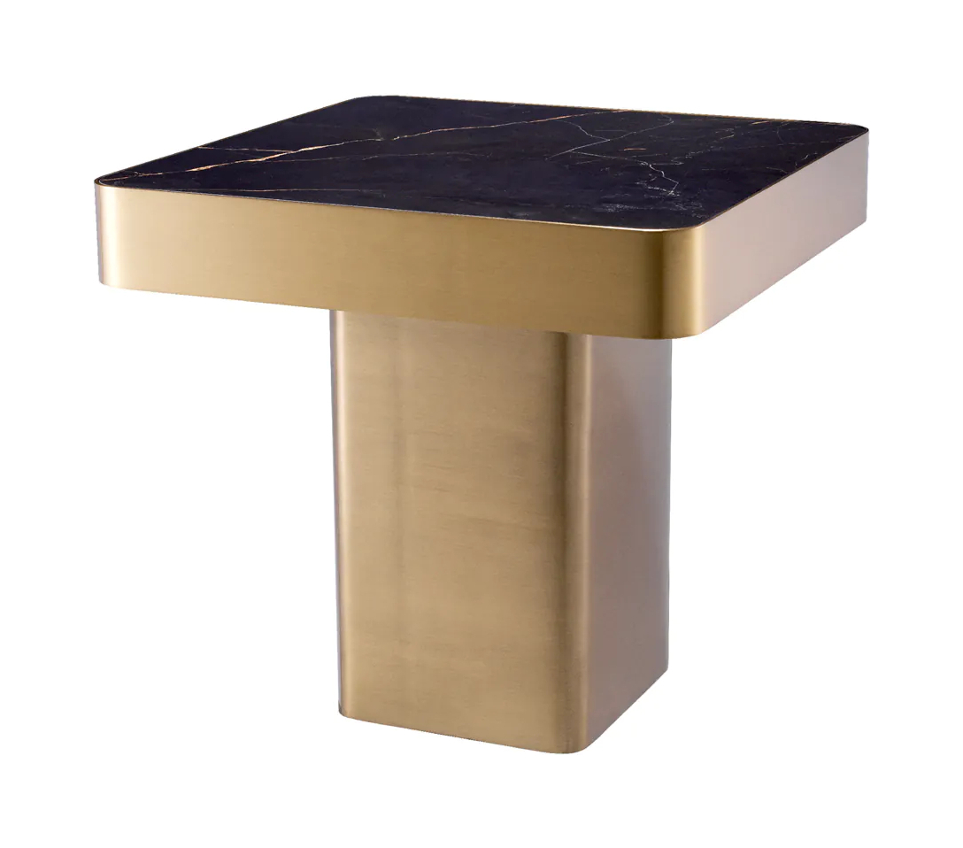 Приставной столик LUXUS 50х50 см квадратный, матовая латунь, керамическое покрытие