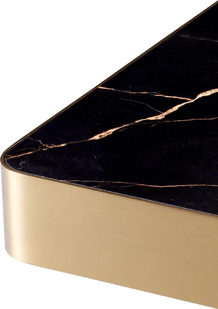 Приставной столик LUXUS 50х50 см квадратный, матовая латунь, керамическое покрытие Eichholtz 114119