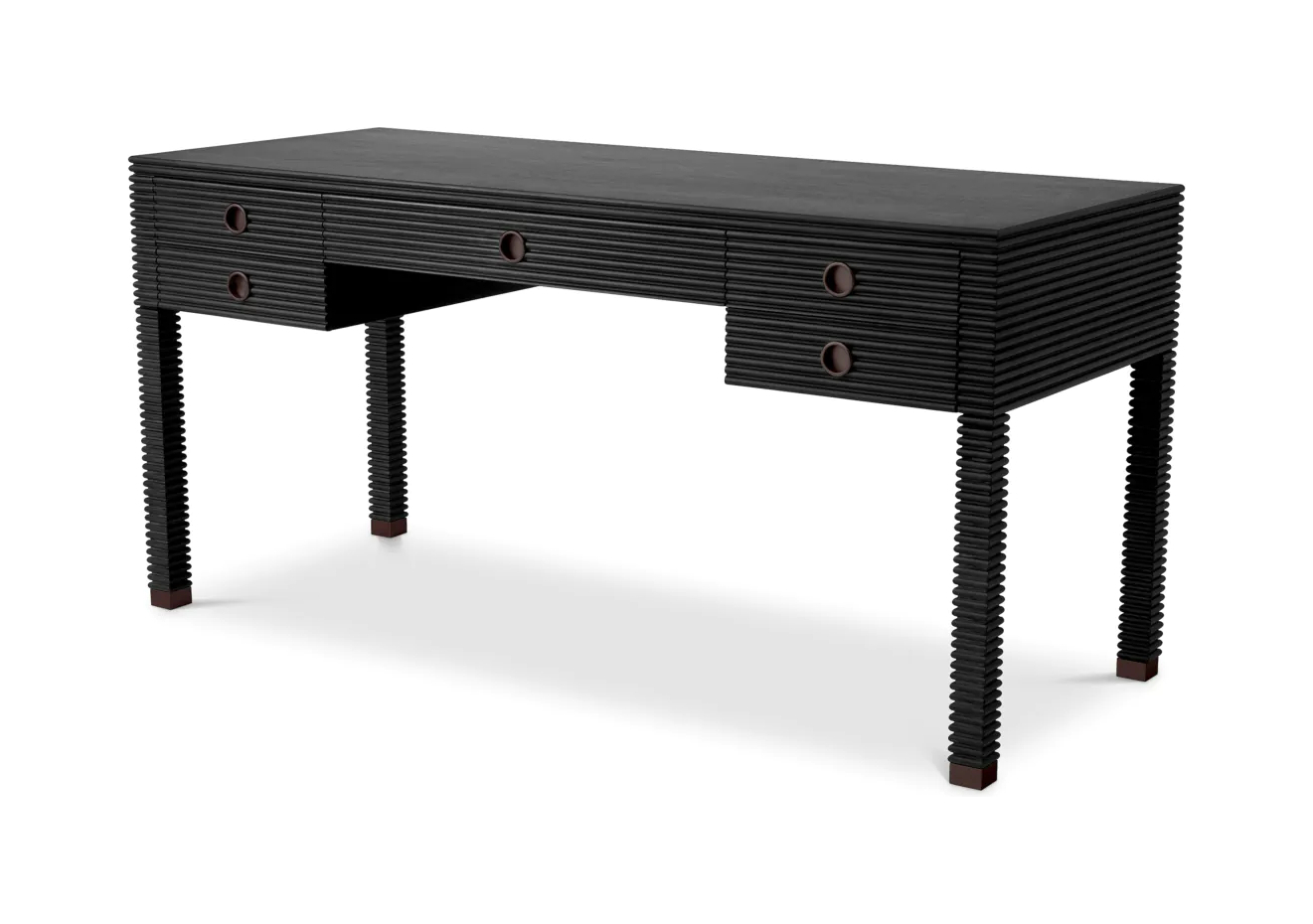 Письменный стол DIMITRIOS древесно-угольный дубовый шпон, бронзовая отделка