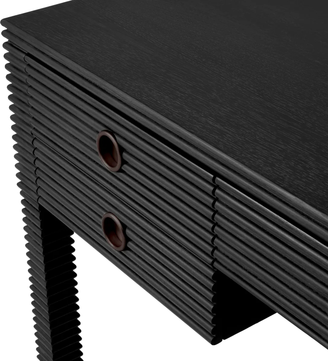 Письменный стол DIMITRIOS древесно-угольный дубовый шпон, бронзовая отделка – 2