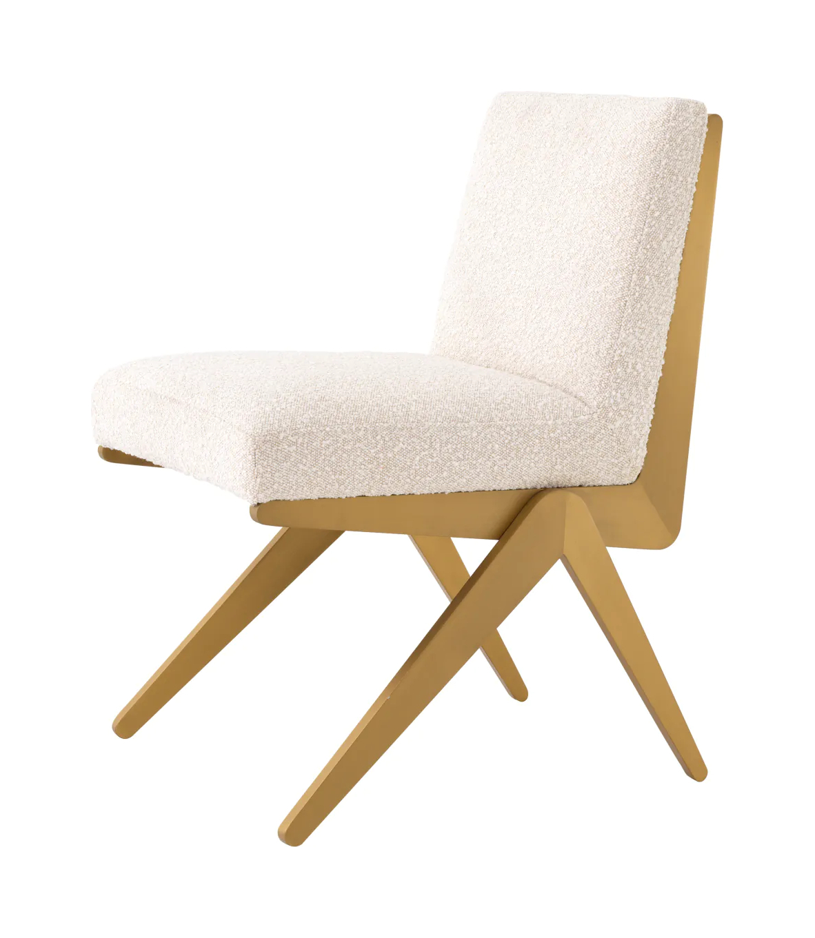 Обеденный стул FICO кремовое букле, отделка матовой латунью Eichholtz 114716