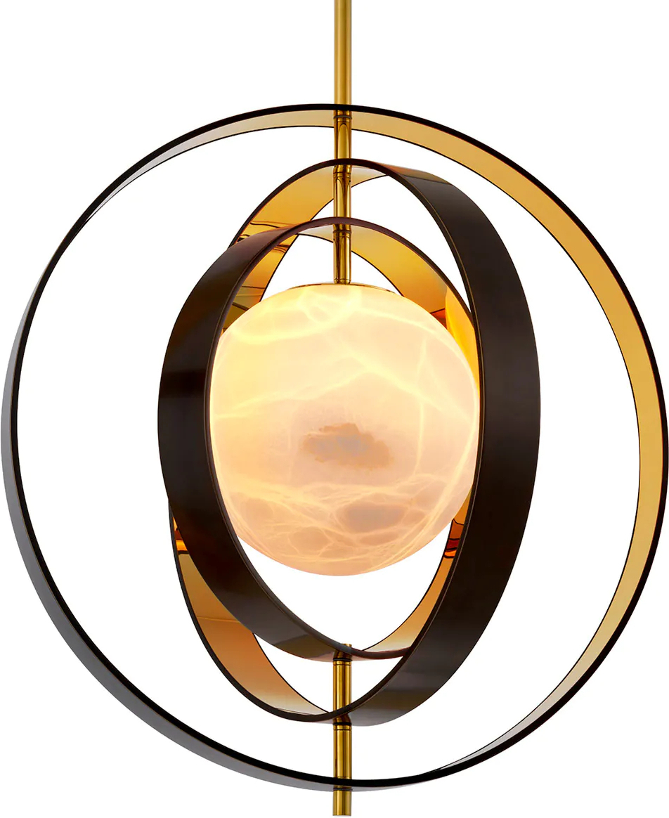 Люстра PEARL алебастр, бронзовая и золотая отделка