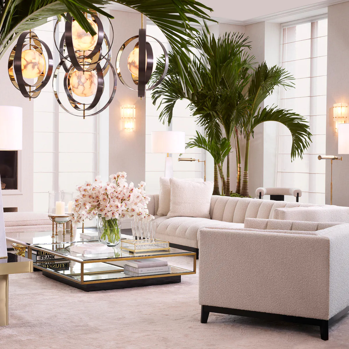 Люстра PEARL алебастр, бронзовая и золотая отделка – 2