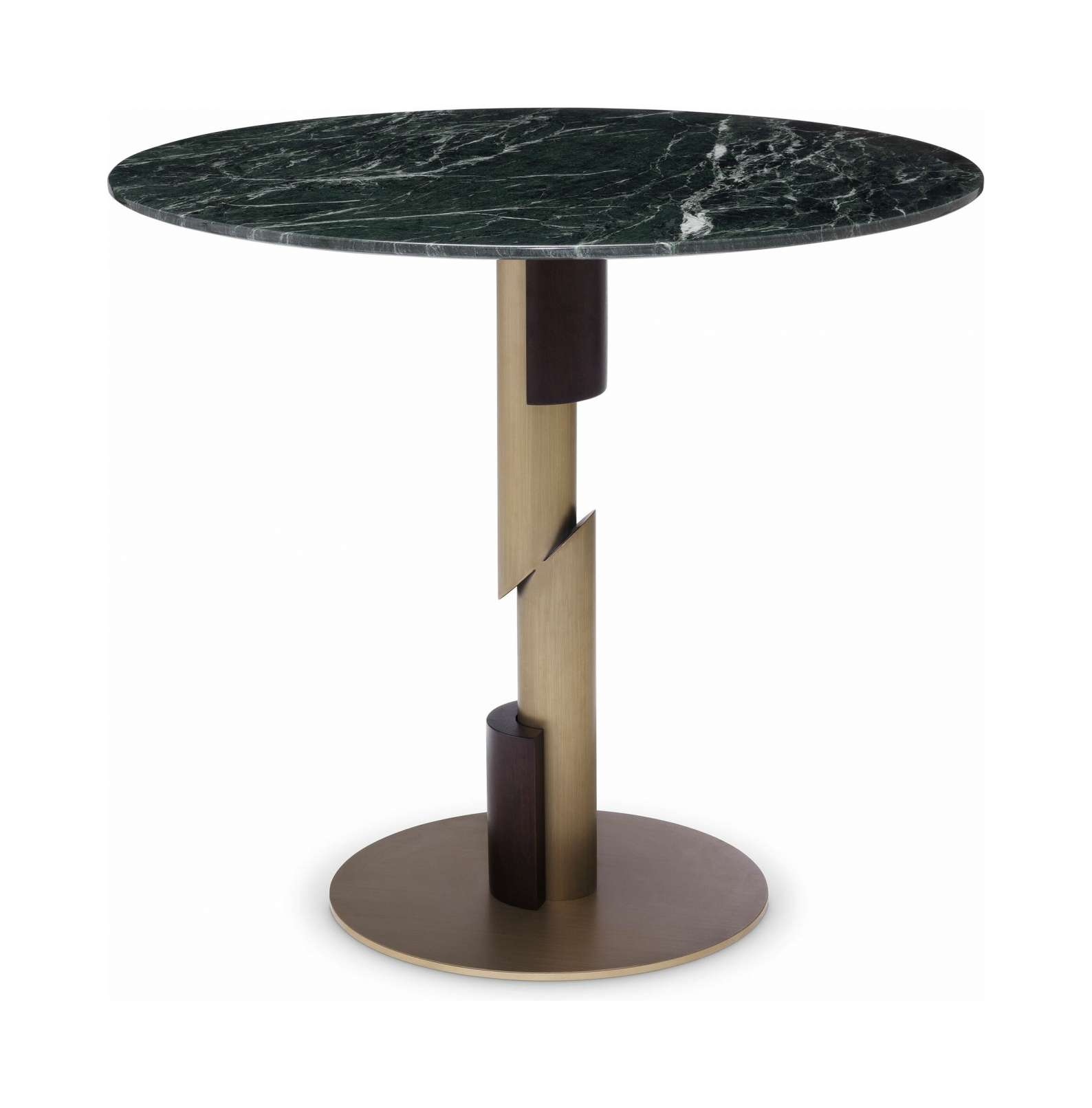 Обеденный стол FLOW 85 см круглый, тёмно-зеленый мрамор брашированная латунь