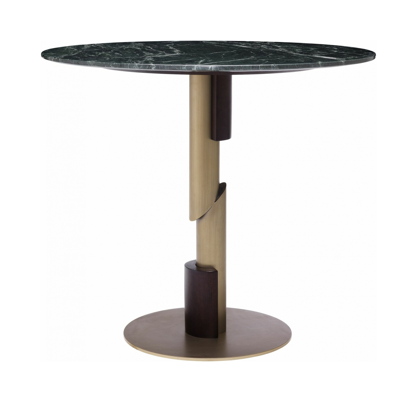 Обеденный стол FLOW 85 см круглый, тёмно-зеленый мрамор брашированная латунь – 2