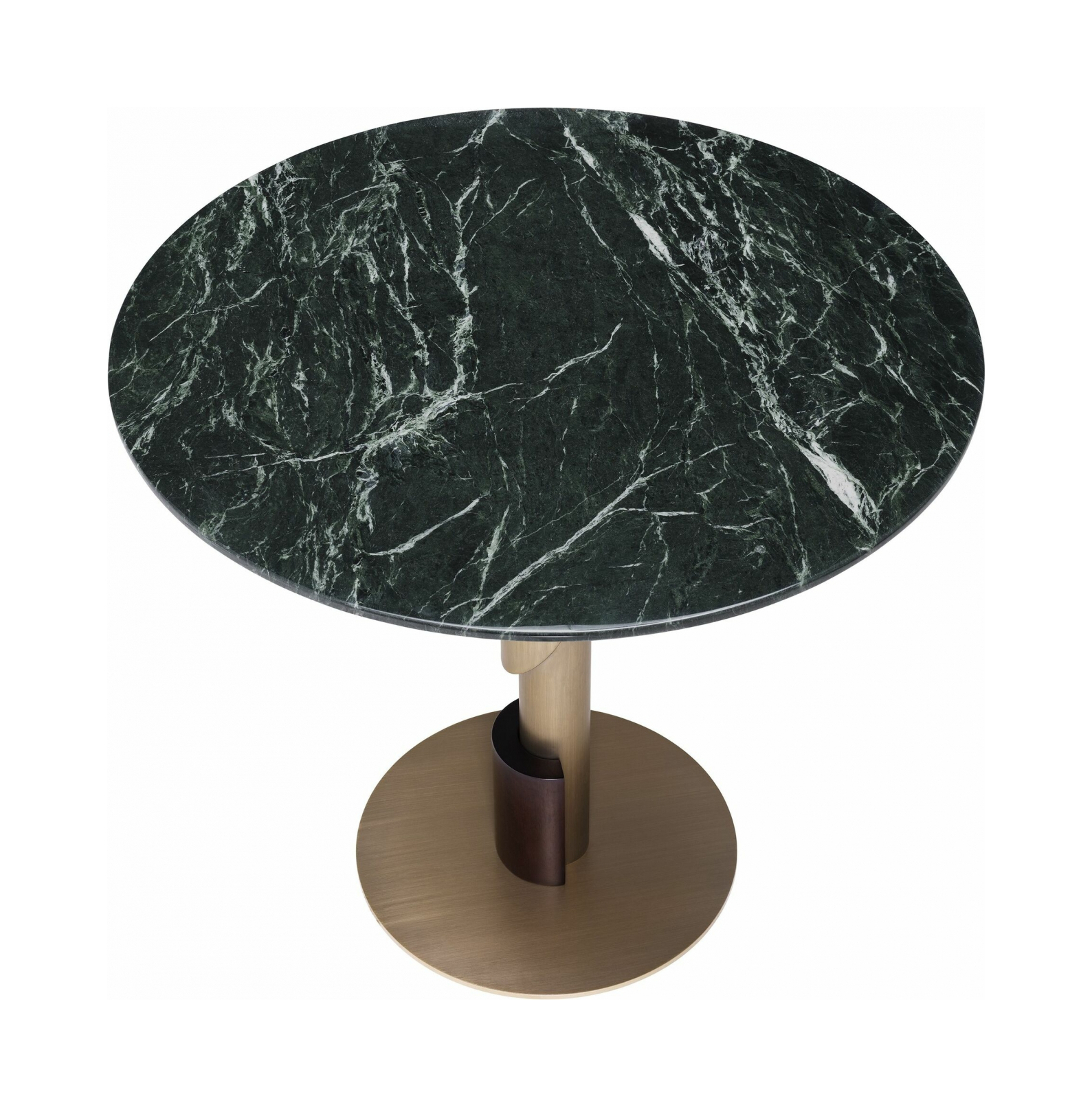 Обеденный стол FLOW 85 см круглый, тёмно-зеленый мрамор брашированная латунь Eichholtz 116300