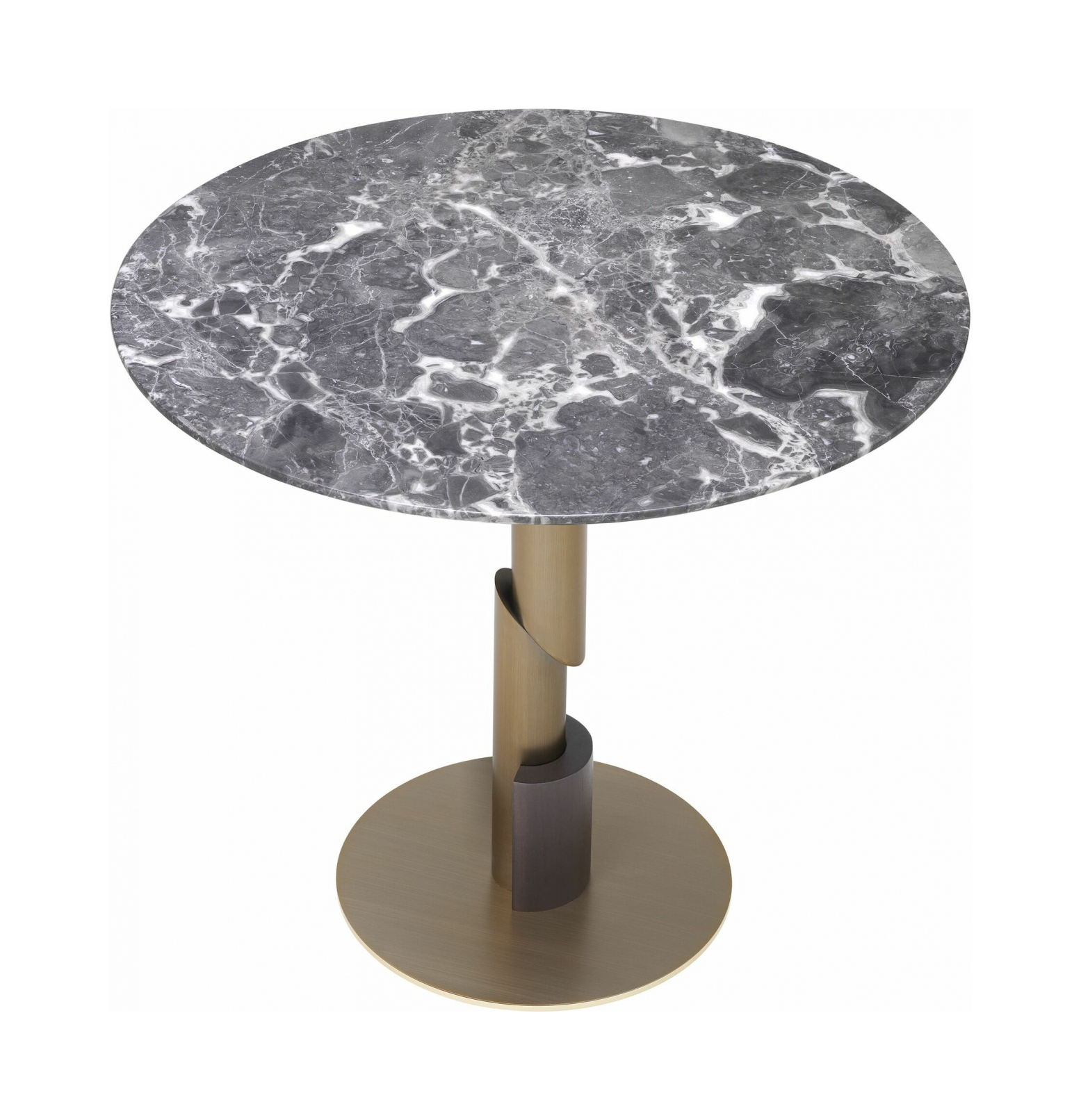 Обеденный стол FLOW 85 см круглый, серый мрамор брашированная латунь – 2