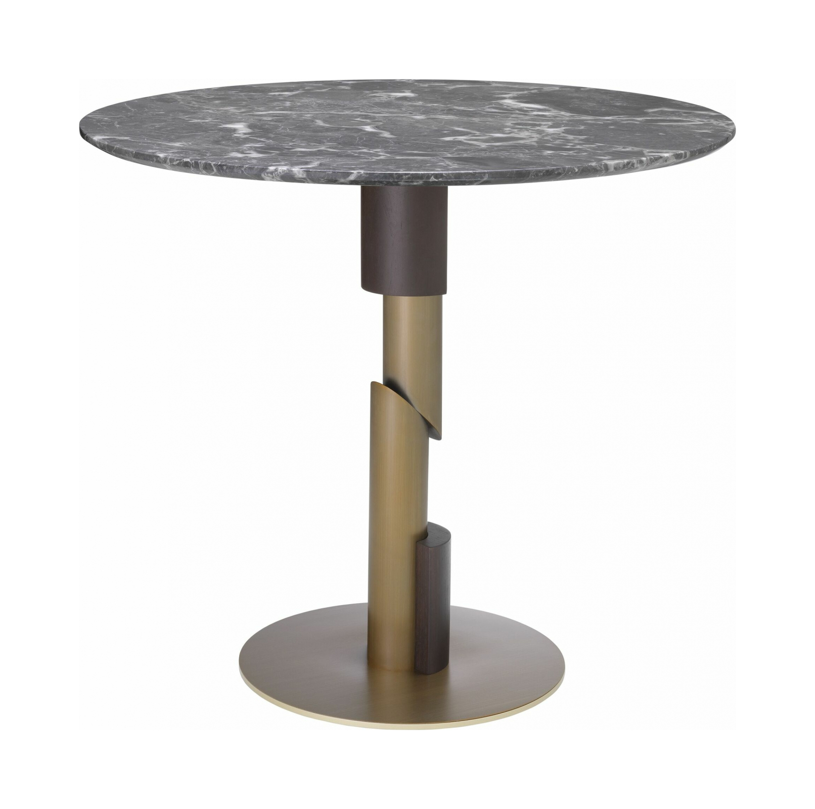 Обеденный стол FLOW 85 см круглый, серый мрамор брашированная латунь Eichholtz 116290