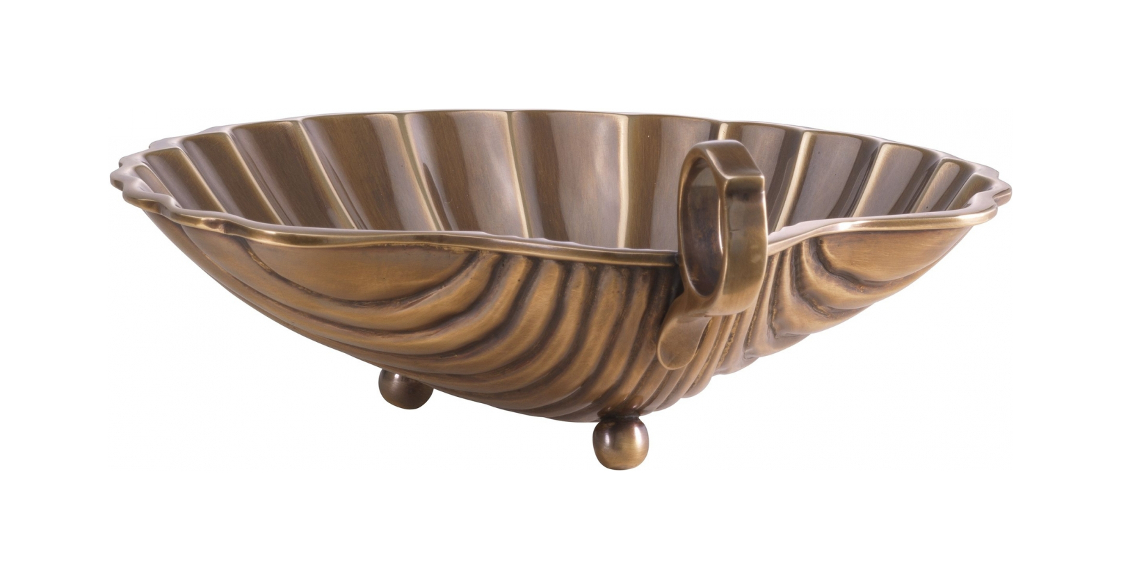 Поднос SHELL M 22.5х19.5 см винтажная латунь Eichholtz 115962