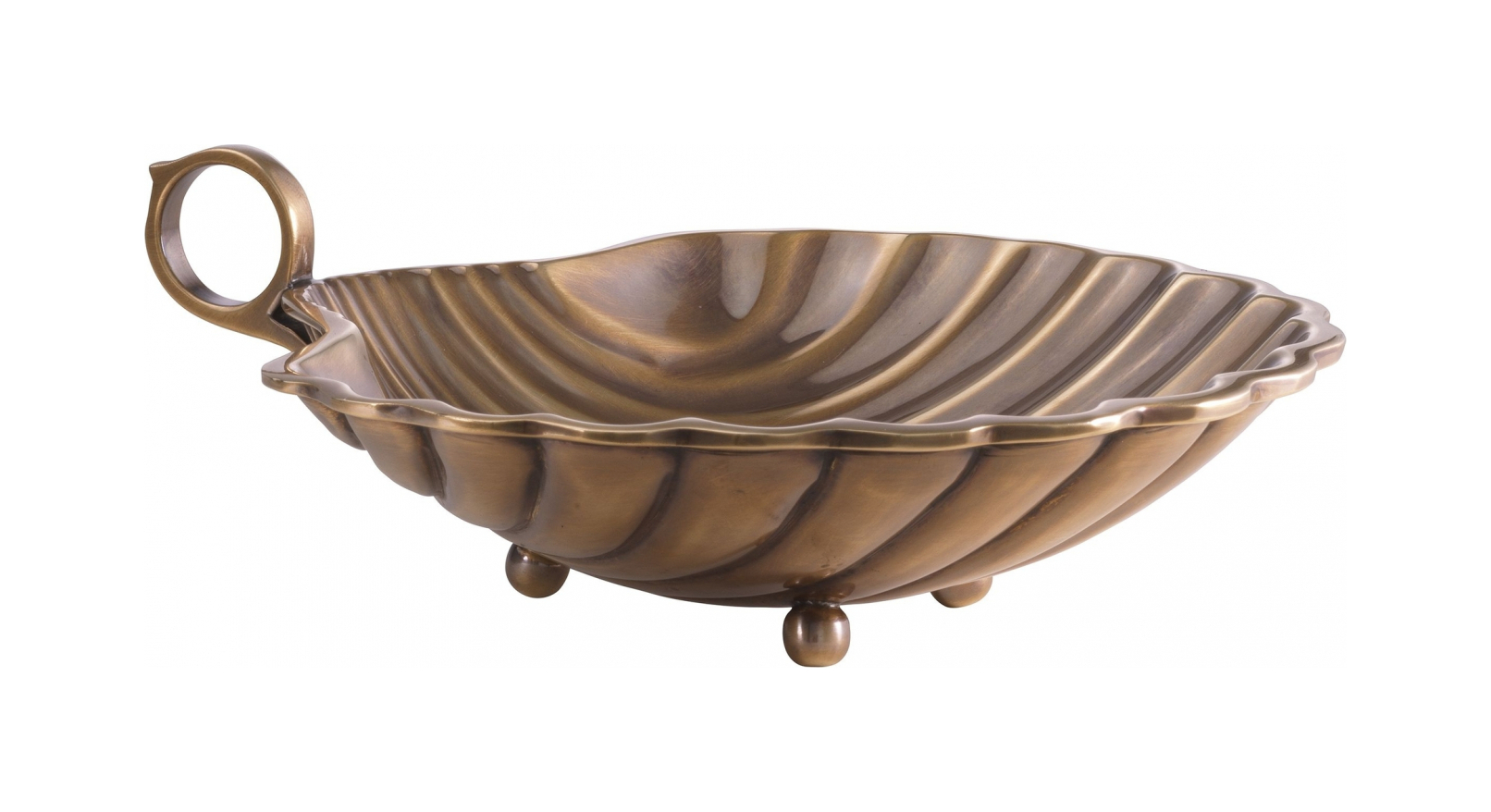 Поднос SHELL M 22.5х19.5 см винтажная латунь Eichholtz 115962