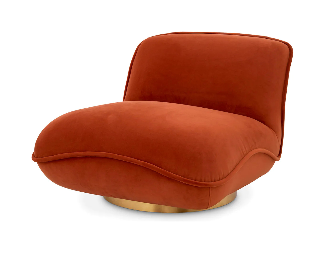 Вращающееся кресло RELAX оранжевый бархат, латунное основание