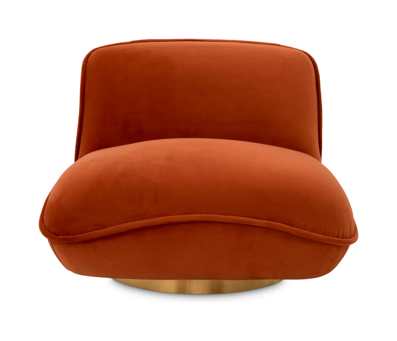Вращающееся кресло RELAX оранжевый бархат, латунное основание – 2