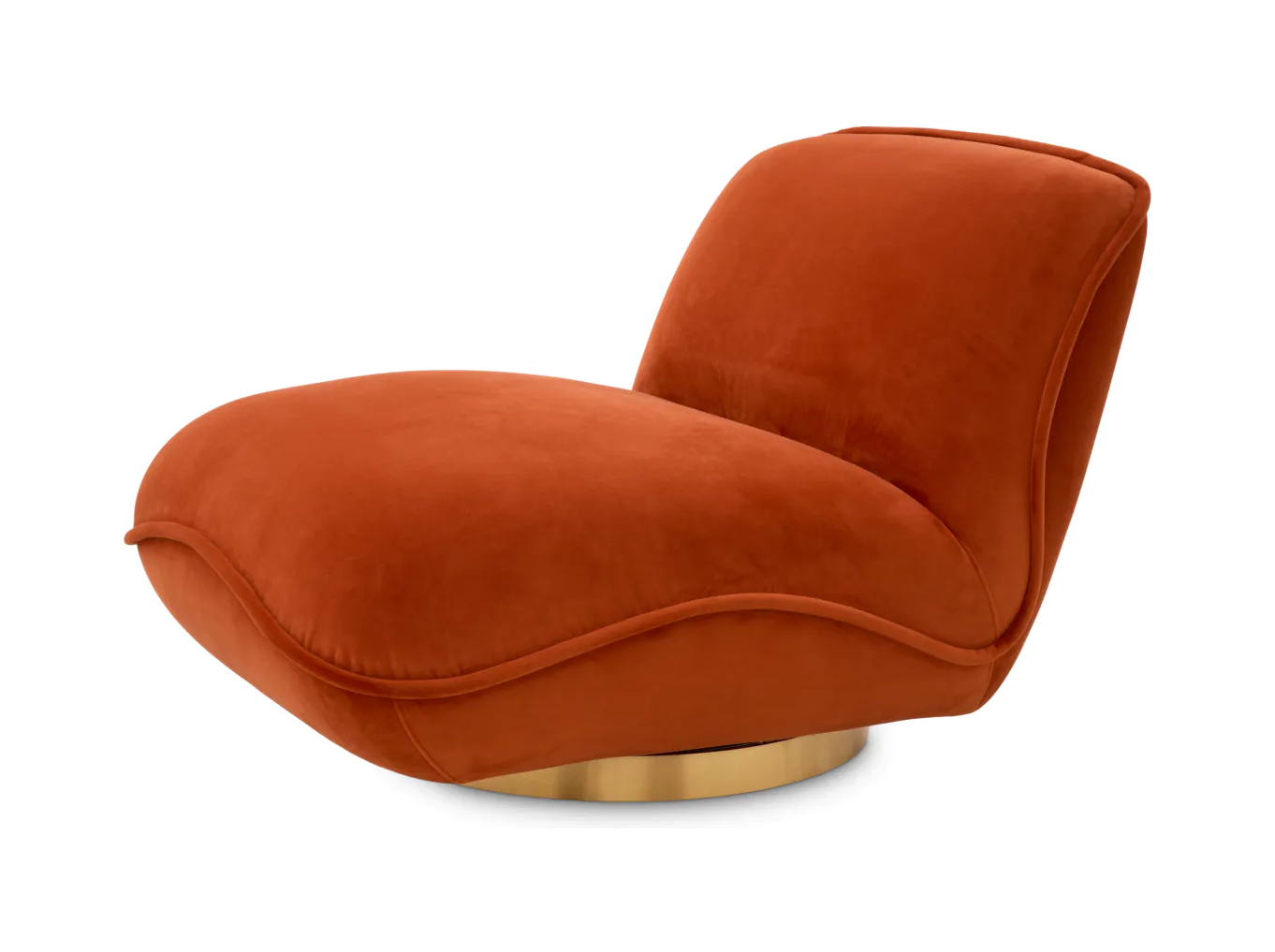 Вращающееся кресло RELAX оранжевый бархат, латунное основание Eichholtz 116527
