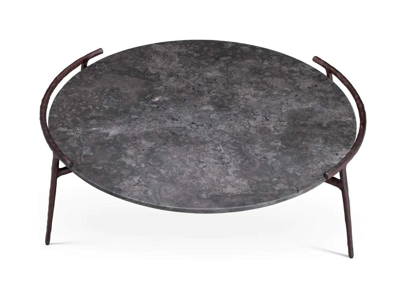Журнальный столик ARCA 106 см круглый, серый мрамор бронзовая отделка Eichholtz 117352