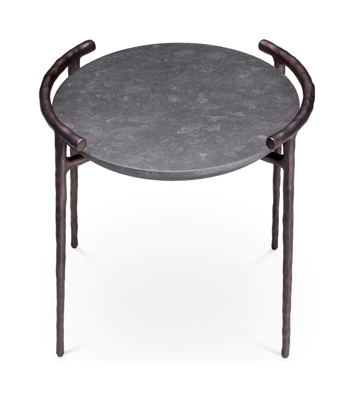 Приставной столик ARCA 55 см круглый, серый мрамор бронзовая отделка Eichholtz 117354