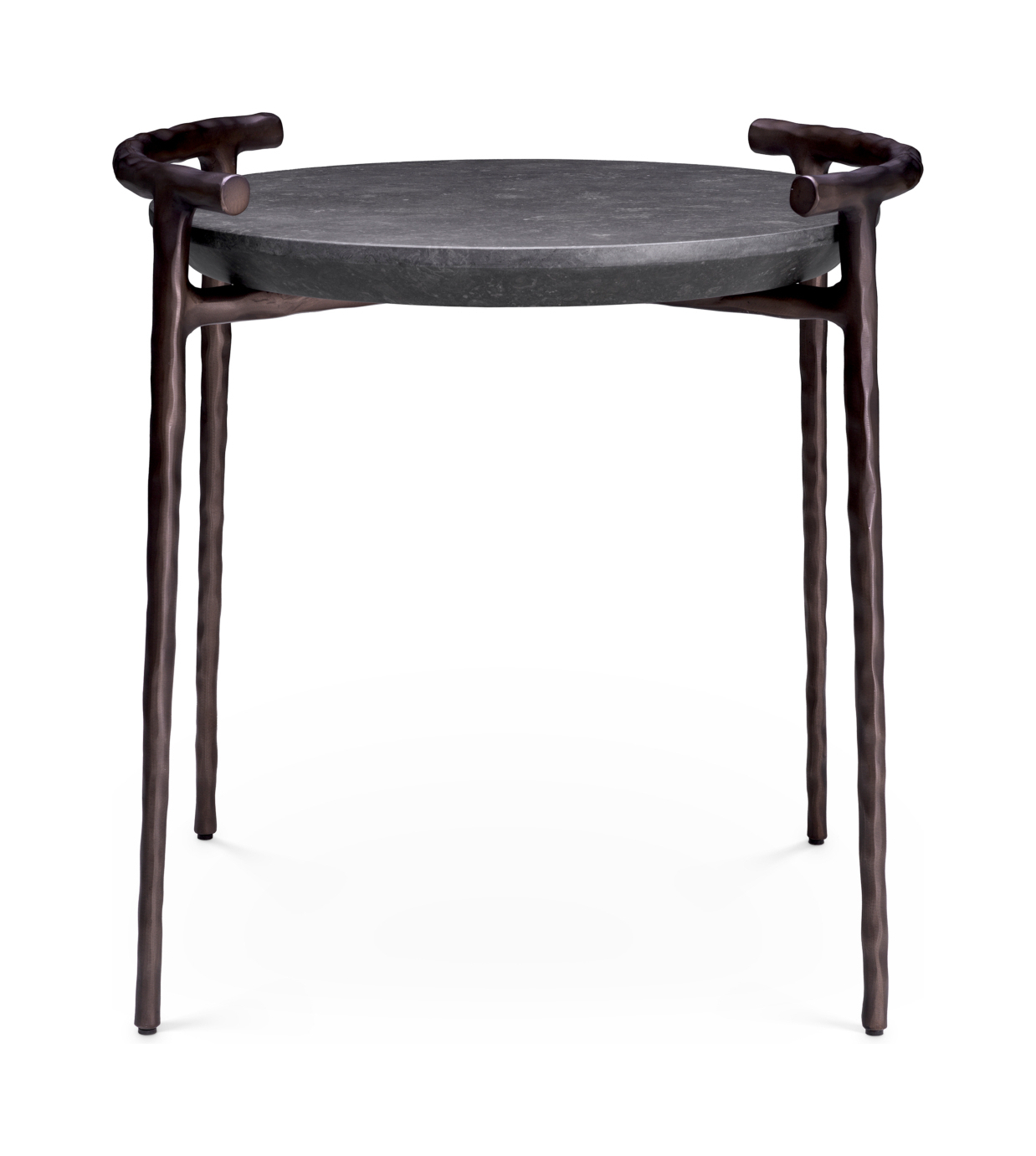 Приставной столик ARCA 55 см круглый, серый мрамор бронзовая отделка Eichholtz 117354