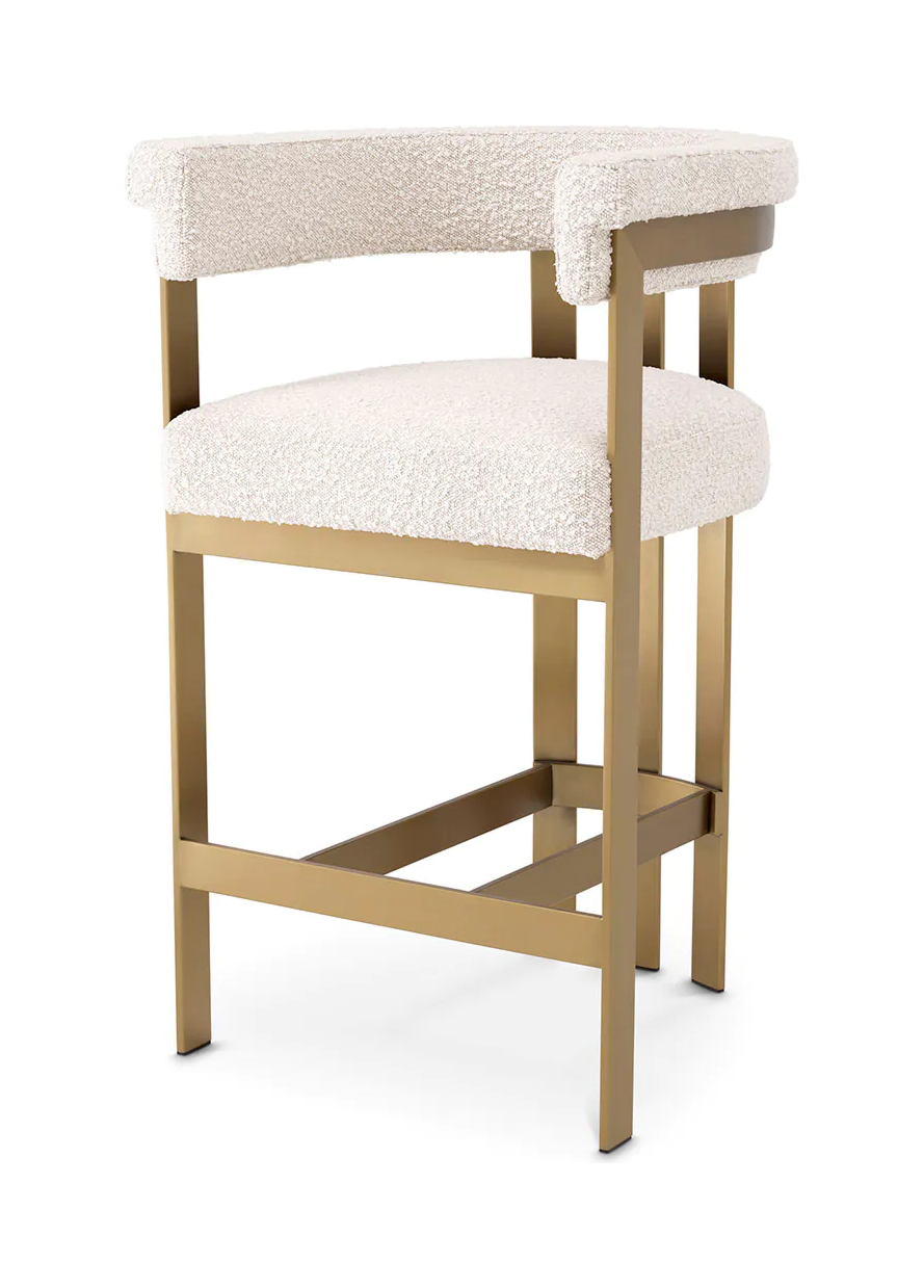 Полубарный стул CLUBHOUSE кремовое букле матовая латунь