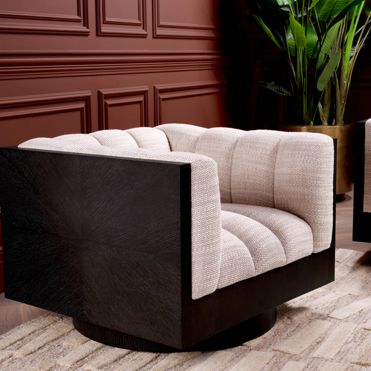 Вращающееся кресло DAVIDE песочное с дубовым основанием – 2