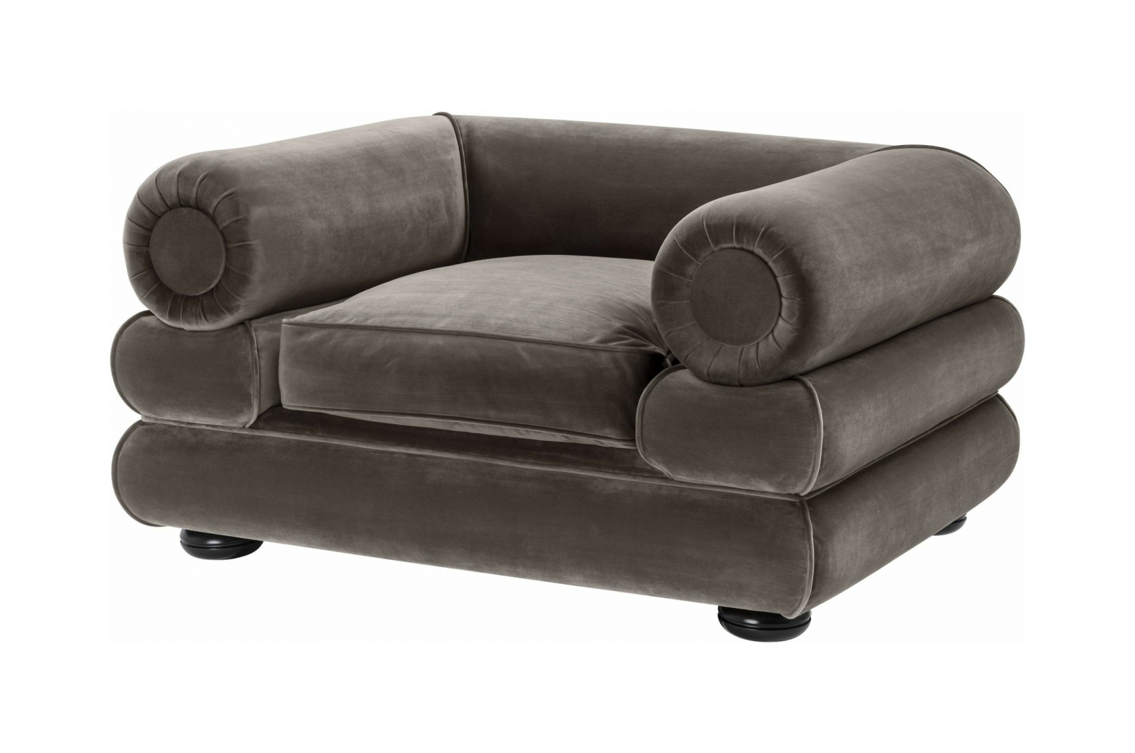 Кресло COACHELLA серый бархат чёрные ножки