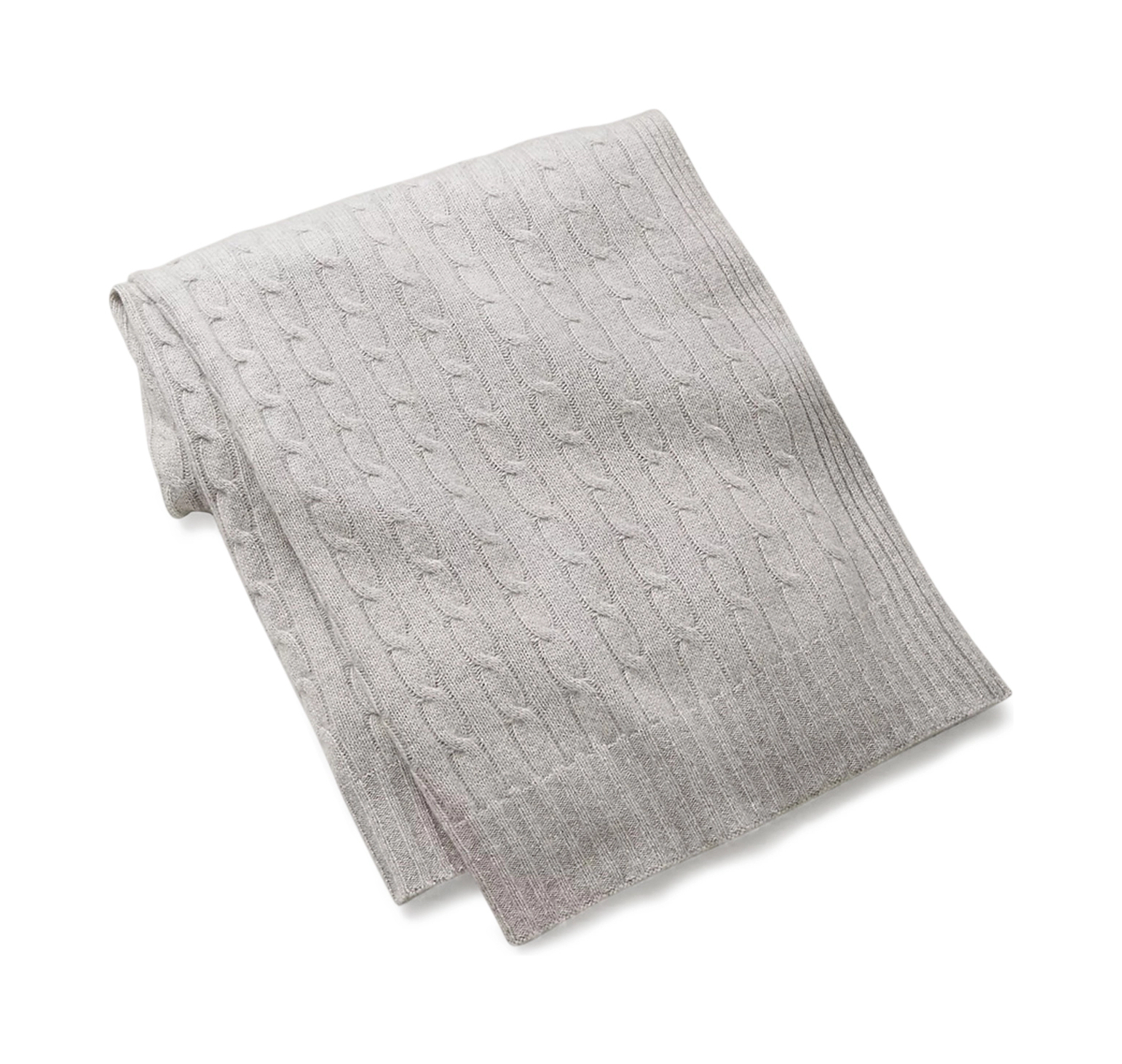 Кашемировый плед CABLE светло-серый