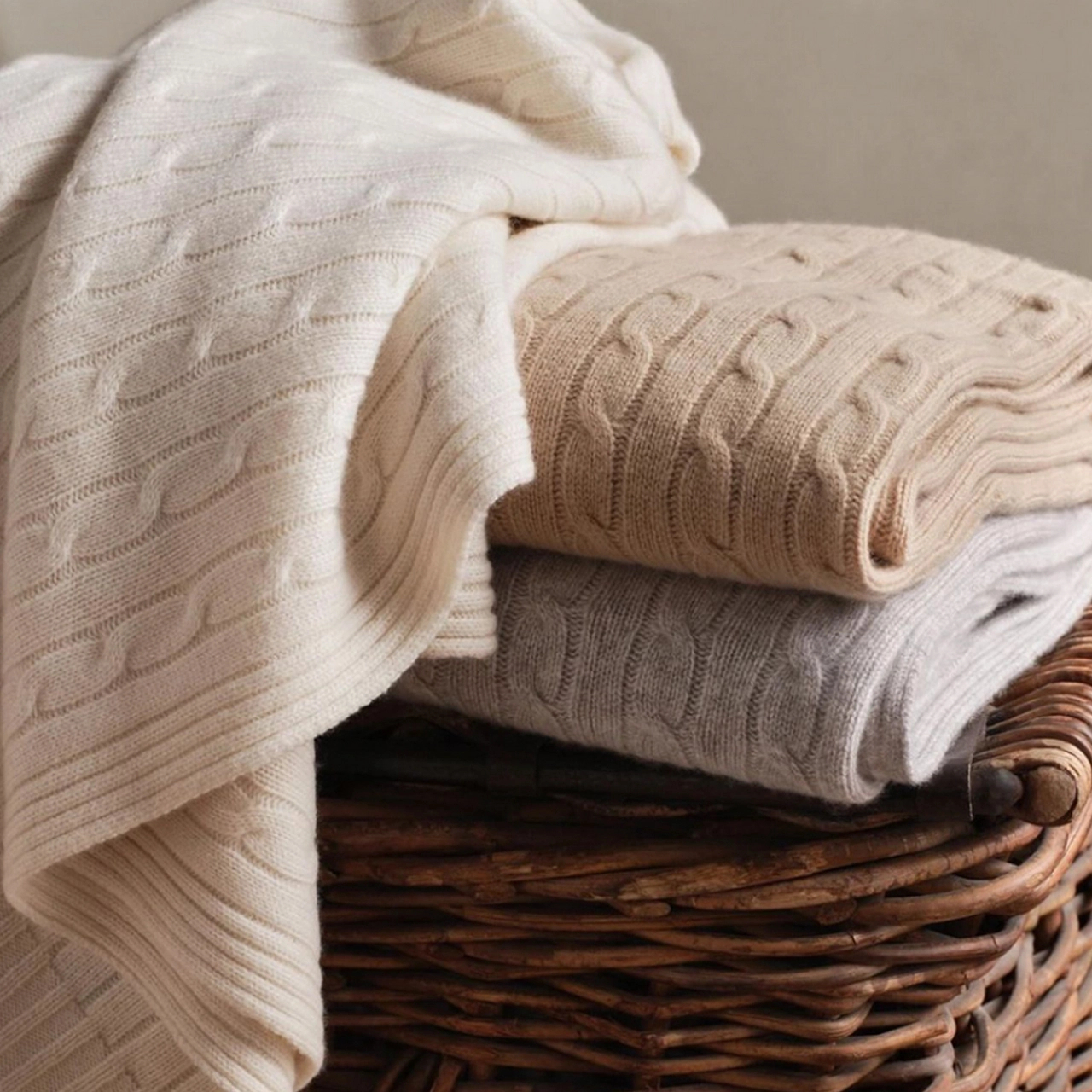 Кашемировый плед CABLE светло-серый Ralph Lauren Home 650511448006