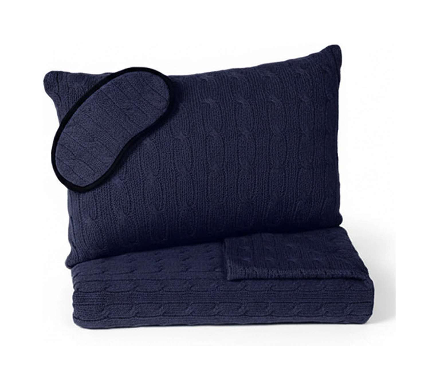 Дорожный набор CABLE плед, маска и сумка, темно-синий кашемир Ralph Lauren Home 650518351006