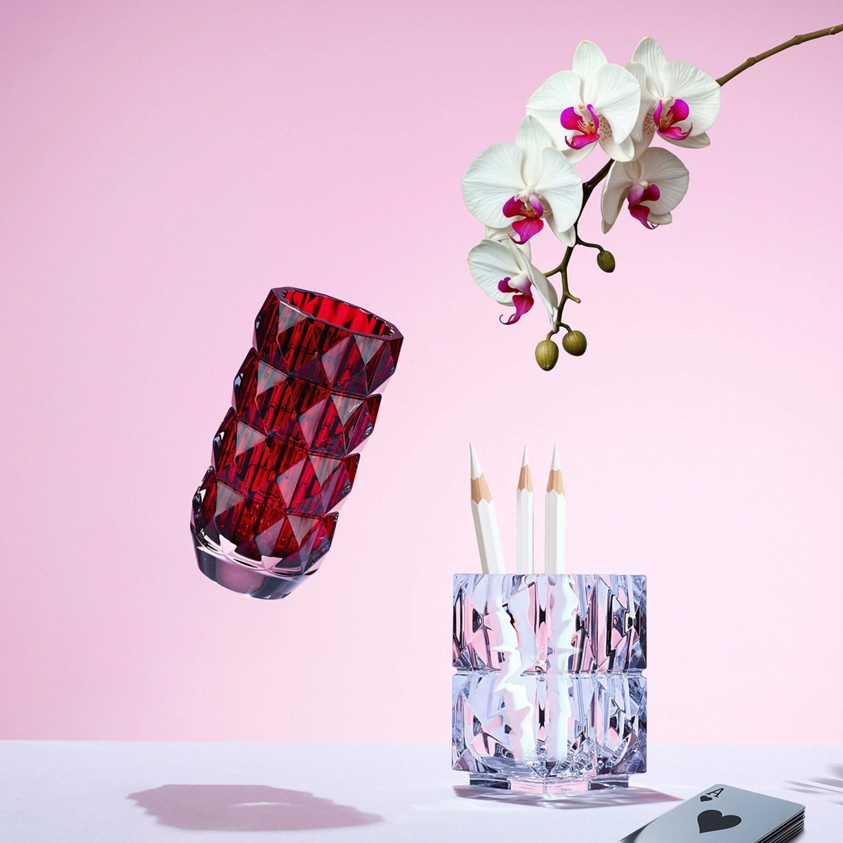 Ваза для цветов LOUXOR 15 см красная круглая хрусталь – 2