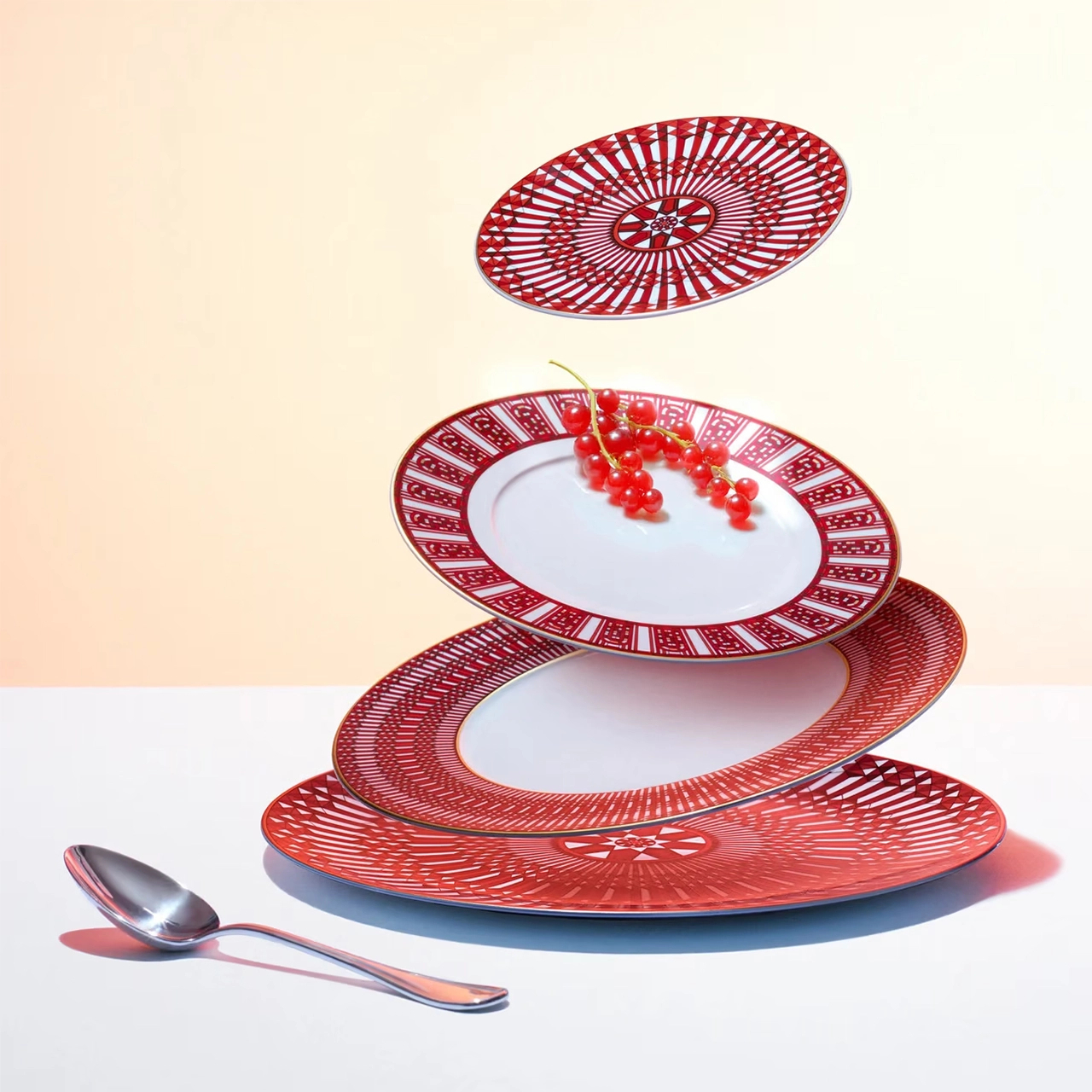 Набор из 2 десертных тарелок ARCADIA 21 см фарфор красный – 2