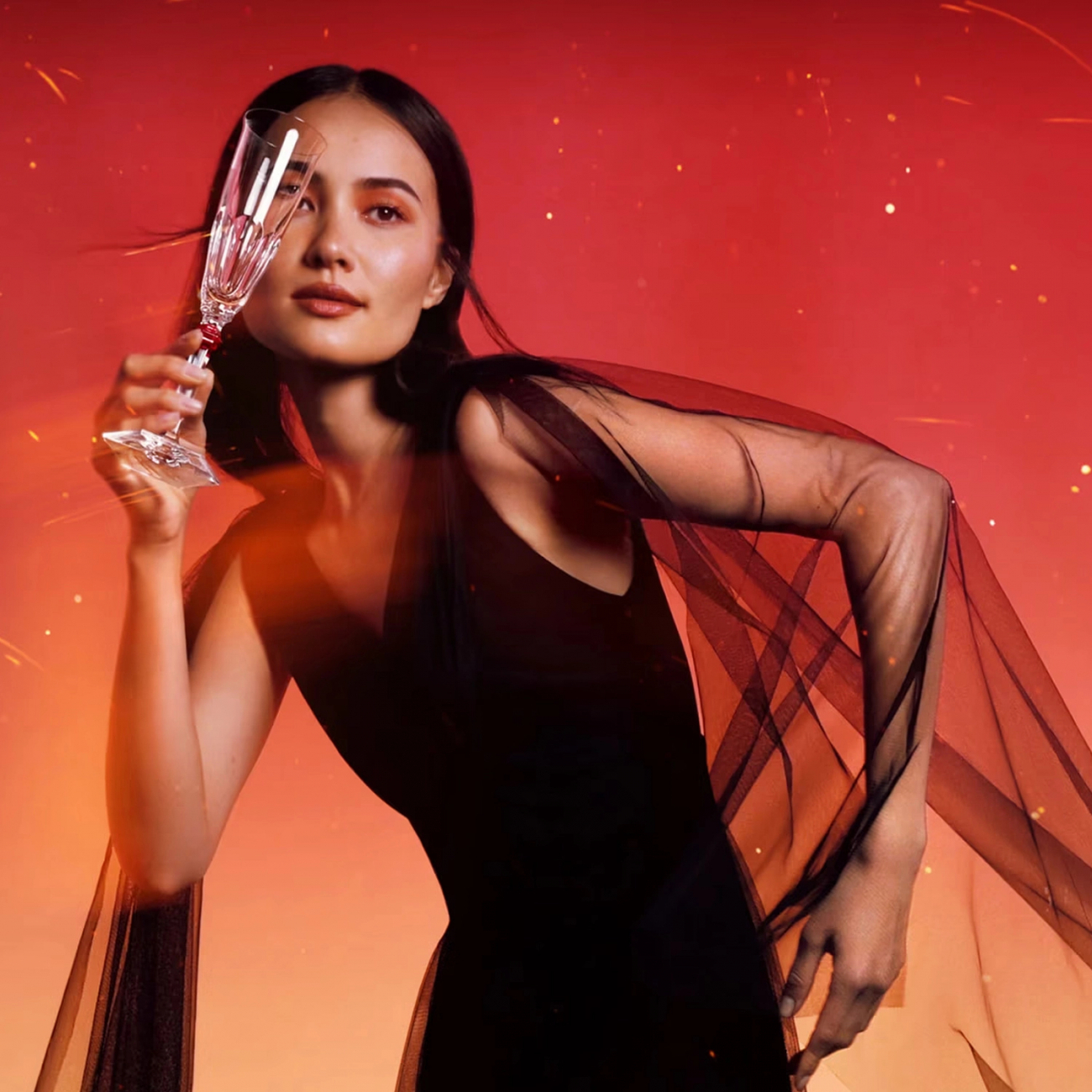 Набор из 2-х фужеров для шампанского HARCOURT EVE хрусталь красный Baccarat 2807194