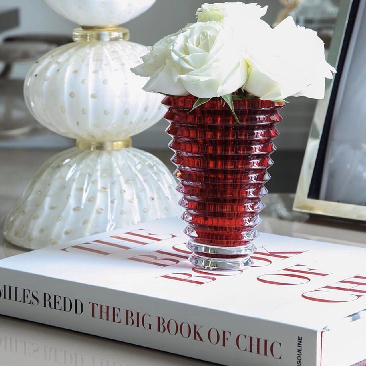 Ваза для цветов EYE овальная 15 см хрусталь красный Baccarat 2807199